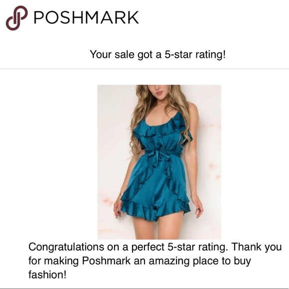 ☀️LAST2️⃣//SATIN TEAL RUFFLED ROMPER - Picture 3 of 9